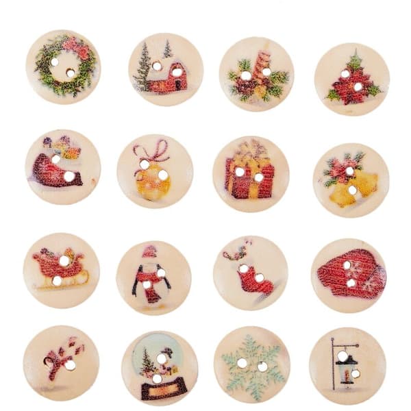 100 stk treknapper med 2 malte hull Scrapbooking sying 15 mm (5/8 tommer)