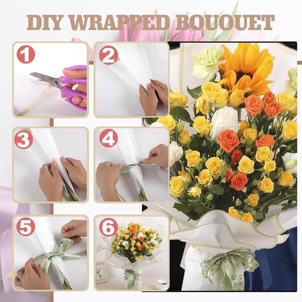 20 ark bukettomslagspapper - 58x58 cm, vattentätt blomsterpapper - för bröllop, presenter - vit
