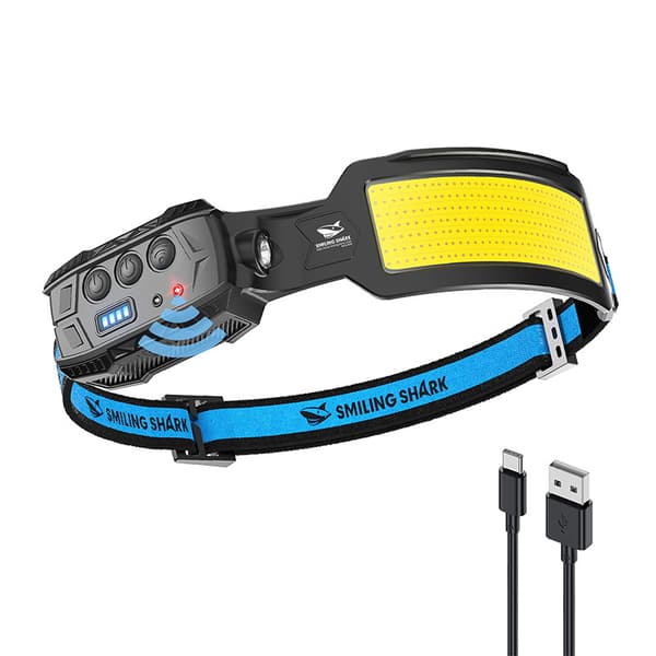 Rechargeable LED Headlamp - 270° Wide 7-Light System | 6 Modes with Motion Sensor & Red Taillight