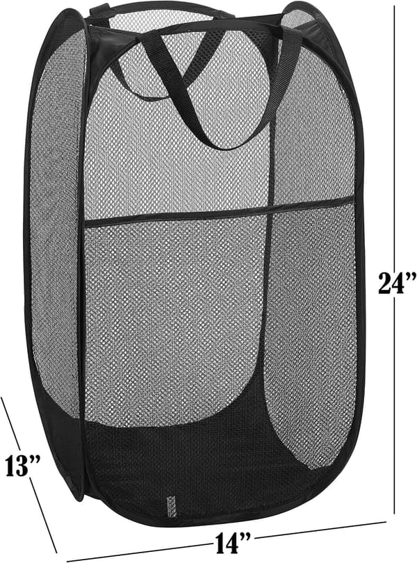 1 Piece (Black) Mesh Laundry Holder - Wall Mounted Oversized Lightweight