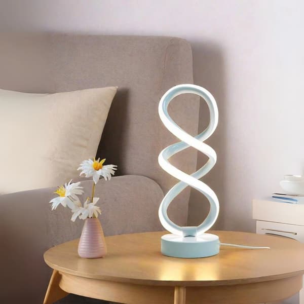 Modern Spiral RGB Table Lamp, LED Creative Spiral Decorative Night Light White White