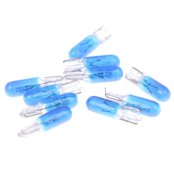 10 stk T5 12v 1,2w bil halogen instrumentlys Dashbordpære Blå Blue