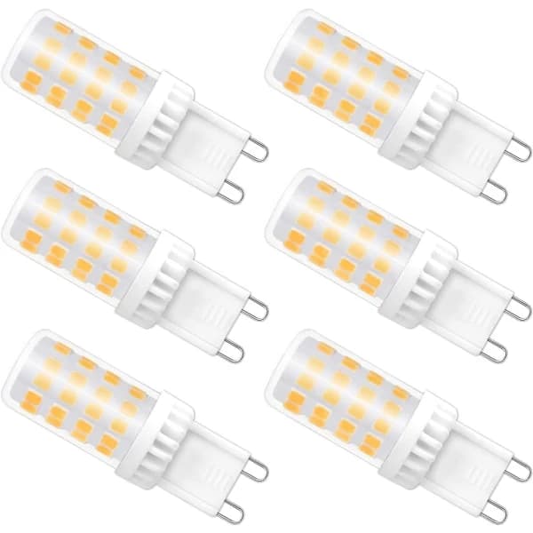 Dimmable G9 LED Bulb, 4W Equivalent to 40W Halogen, 480 LM, Warm White 3000K, Standard G9 Base, 360° Beam Angle, 6-Pack