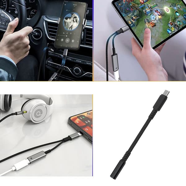 USB Type C - 3,5 mm kuulokeadapteri 2 kpl USB Musta