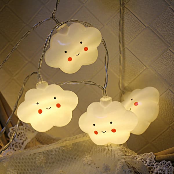 LED Creative White Cloud Smiling Cloud Lamp String Children's Room