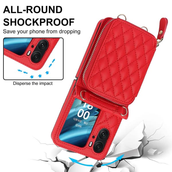 Rombmönstret kortholder etui til OPPO Find N2 Flip