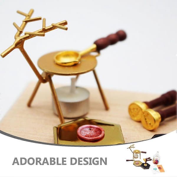 1 sæt miniature simuleret voksseglmodel dukkehus minidekoration minihustilbehør