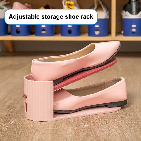 Portable Shoe Holders 2-Layer Stack Shoe Rack Space-Saving Storage Shoe Holder Organizer Adjustable Height White Gray White Gray