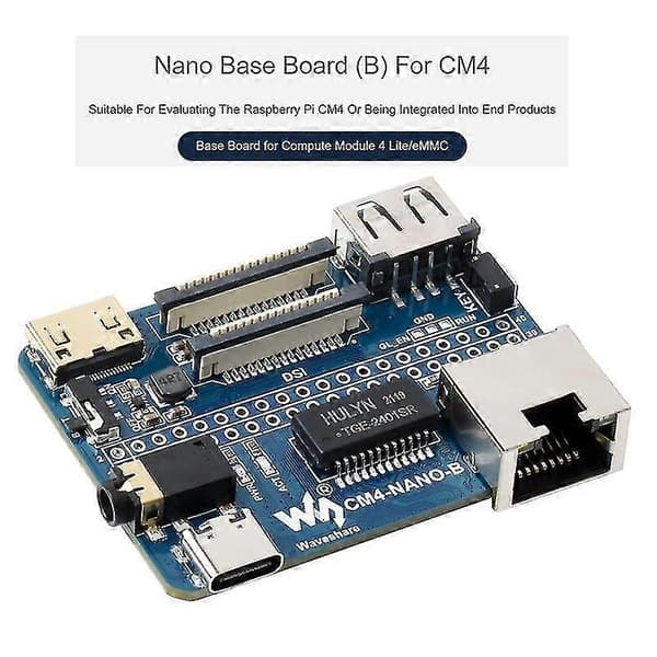 Nano bundkort (b) til Raspberry Pi Compute Module 4 Lite/eMMC, samme størrelse som CM4 med Mipi-port