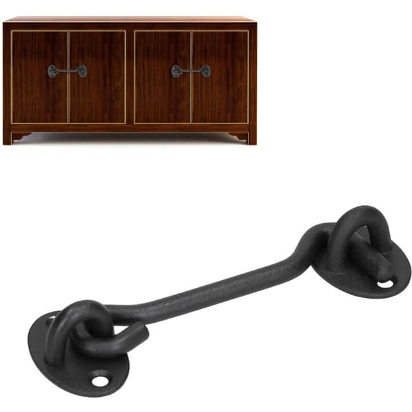 Barn Door Stainless Steel Lock Set, Black Sliding Door Latch, Hardware