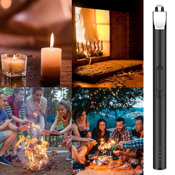 Electric Lighter, Windproof Flameless USB Rechargeable Plasma Arc Long Lighter for BBQ Fireworks Kitchen Camping Blue Blue