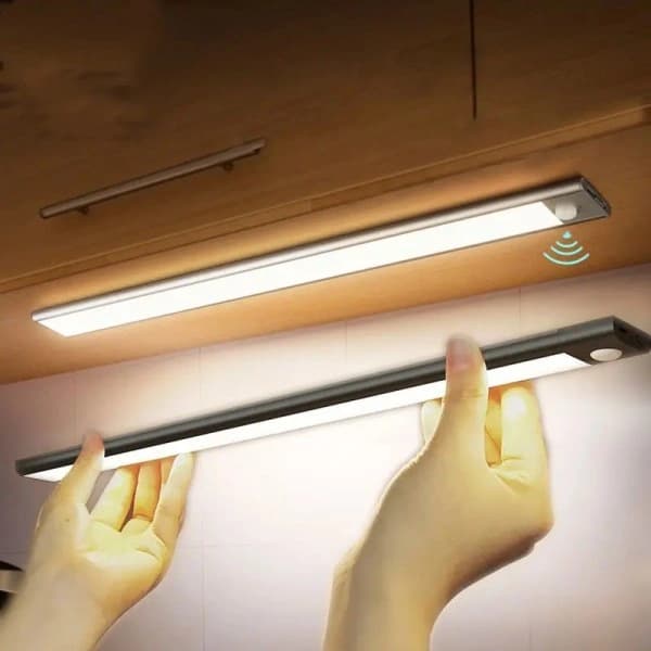 Motion Sensor Cabinet Lighting, LED Detachable Battery Powered Dimmable Wardrobe Lights, Rechargeable Wireless Under Cabinet Lighting, Night Light, 4...