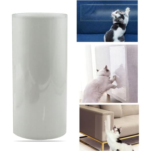 Kattekløsbeskyttelse og -skrape, Katte Anti-Klorebeskyttelse for Sofa, Transparent Selvklebende Klistremerkerull for Møbel Dør Vegg Sofa Matte
