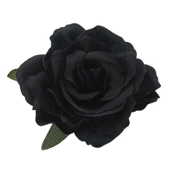Hårnål i sidenblomst Bryllupskorsage Blomst 8cm Broche tilbehør - Sort