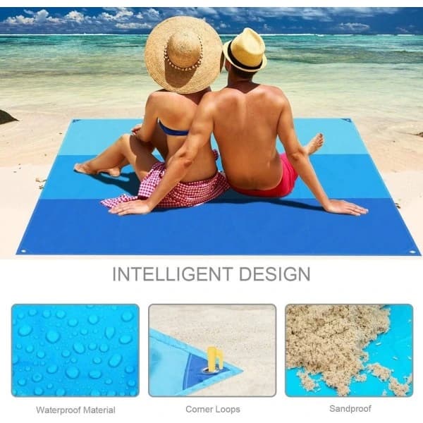 Picknickmatte Strandteppe, Ekstra Stor 200 x 210 cm Vanntett Sandfri Picknick