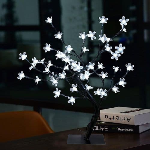 Cherry Blossom Bonsai Tree Lamp, 45cm LED Lamp Tree Christmas Decoration, 48