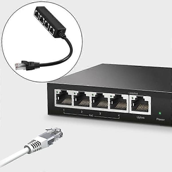 Ethernet Splitter Netværk RJ45-stik Forlængeradapterkabel RJ45 Splitter Ethernet
