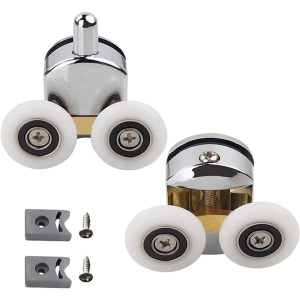 Sæt med 4 dobbelte ruller til skydedøre til bruser, 2 hjul, 23 mm diameter, badeværelse