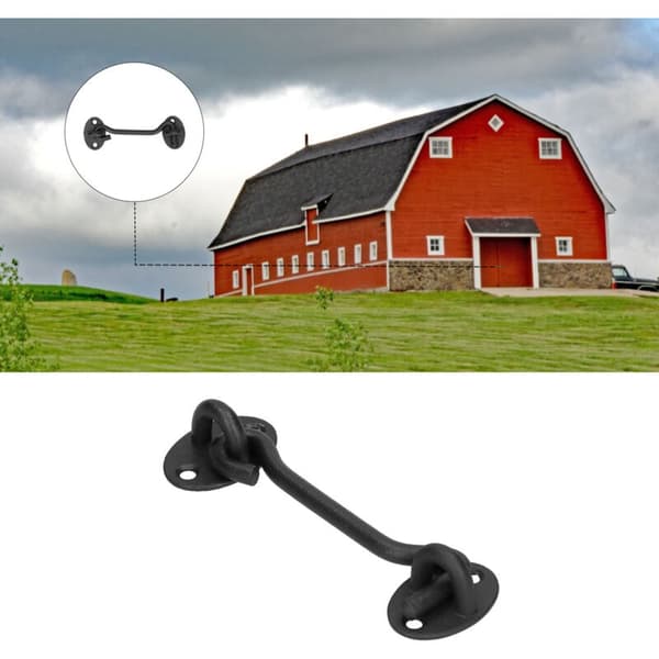Låsesæt i rustfrit stål til stalddøre, sort skydedørslås, hardware