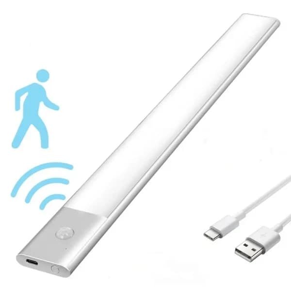Motion Sensor Cabinet Lighting, LED Detachable Battery Powered Dimmable Wardrobe Lights, Rechargeable Wireless Under Cabinet Lighting, Night Light, 4...