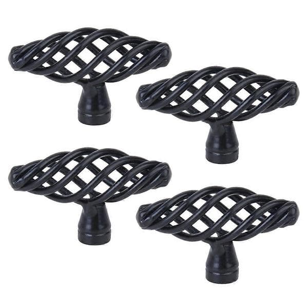 Nordic Cage Pull Handle Alloy Door Knobs Creative Design 4pcs Black