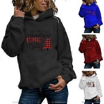Dame julefleece-hættetrøjer, langærmede bløde sweatshirts, grafiske juletrøjer, afslappet sød pullover-hættetrøje, grøn M Grøn M Green M