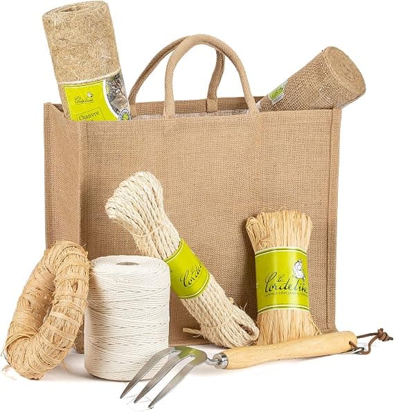 Jute-handlepose, kvadratisk B25*H25*D18cm brun bomullsrem