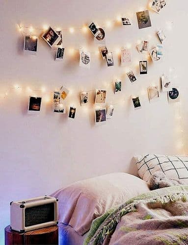 10 meter long string lights with 100 LED lamps and 50 photo clips