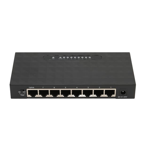 Netværksswitch Gigabit 1000Mps 8 porte Selvadaptiv Switch Ethernet-adapter til kontor hjem 100 til 240V EU-stik