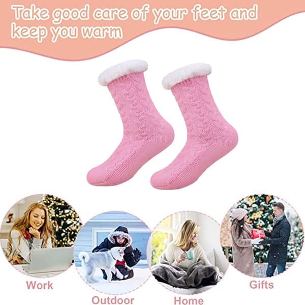 Soft Slippers Socks Soft Cozy Warm Winter Socks Pink KLB