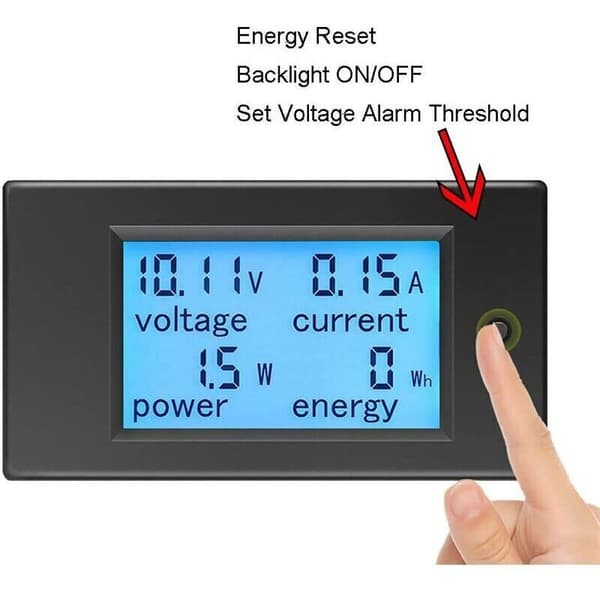 Voltmeter Ammeter 12V Tester Indikator Spænding Strøm Effekt Energi Digital DC 6.5-100V 100A Volt Amp Watt Multimeter LCD Display Panel, DEBUNS