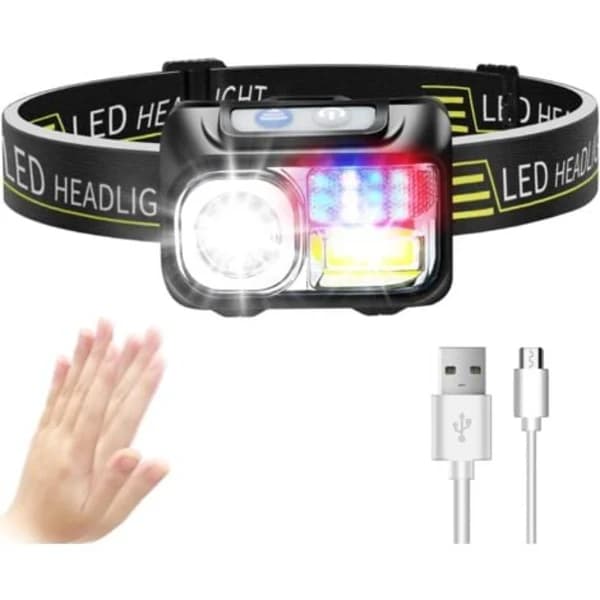 TS-LED Rechargeable Headlamp, Powerful Waterproof Headlamp with 9 Adjustable Lighting Modes, Suitable for Children and Adults