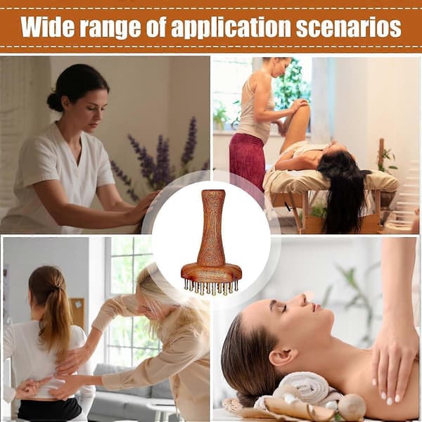 Mässing Meridian Borste, Ergonomiskt Massageverktyg, Professionell Skrubbkam