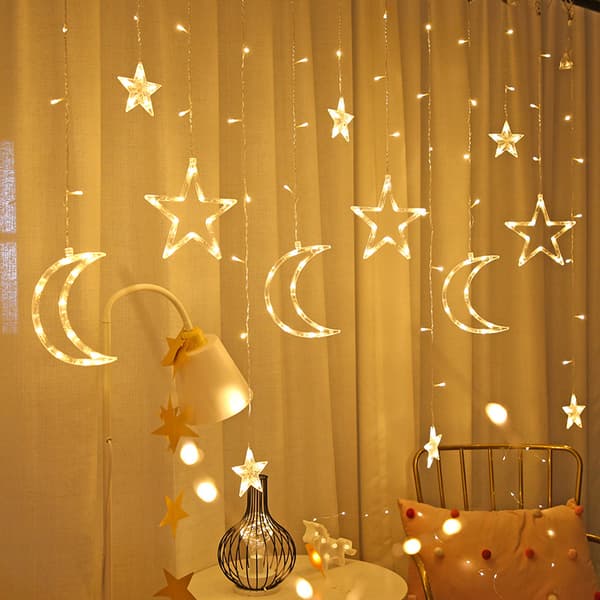 Stjerner Måne Fairy Lights, 2,5m LED Lyslenke Vanntett