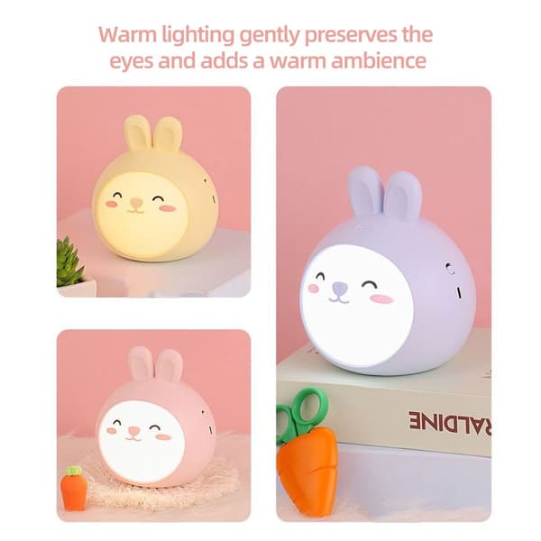 Cute Night Light with 3 Gears, Stepless Dimming, Touch Detection, USB KLB