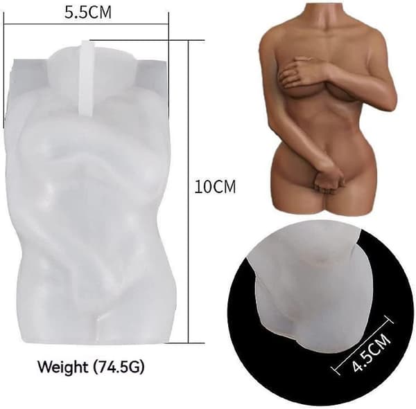 Kropsform Silikoneharpiks Lysform, 2 stk 3D Kropsform Lysforme, Lysforme til DIY