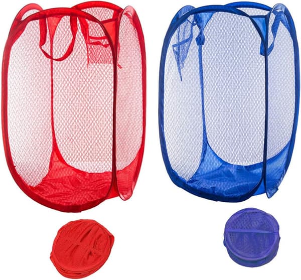 2-pack hopfällbar nät tvättkorg, bärbar smutstvättkorg