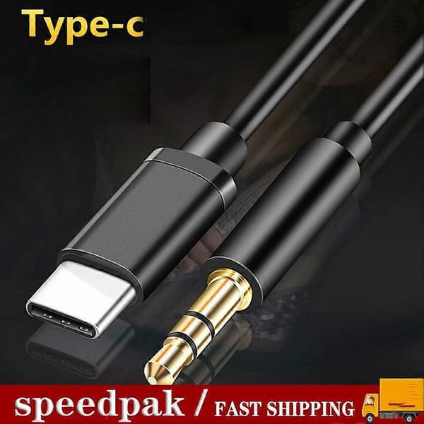 Type-C USB-C til 3,5 mm han lydstik AUX-kabeladapter til bilstereo W4B