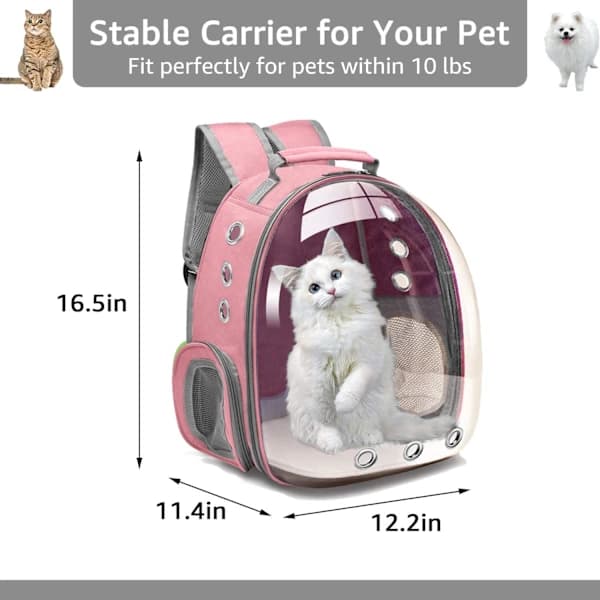 Cat Backpack Carrier Bubble Bag, Small Dog Backpack Carrier for Small and Medium Dogs and Cats Pink