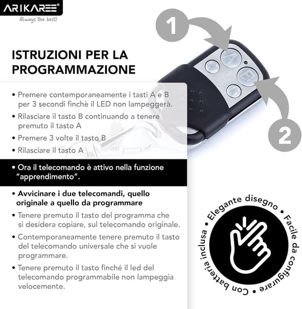 Universal fjärrkontroll för grindar, 433,92 MHz frekvens för automatiska grindar, lång räckvidd - Universal fjärrkontroll (3-pack)