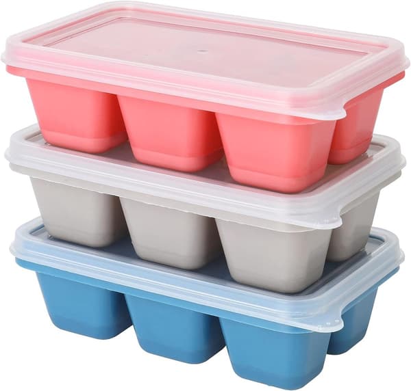 3-pack Mini Ice Cube Trays with Lids - Silicone Ice Cube Trays - Ice Molds - Square - 18 Compartments - For Whiskey, Cocktails, Drinks