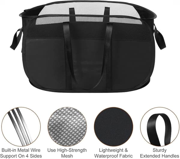 Mesh Laundry Bag, Foldable Laundry Hamper, for Laundry Room, Bathroom or Travel