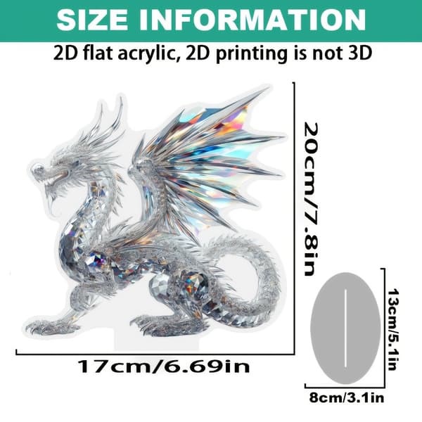 Kristalldrake 2D Akryl Ornament Kontor Heminredningsprydnad