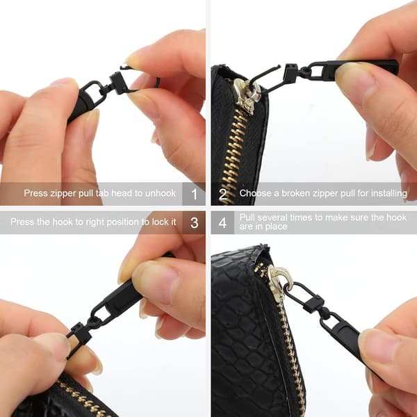 10 Pieces Zipper Pull Replacement for Small Holes, Detachable Small Zipper Pull Slider for Luggage Jackets Backpacks Boots Handbag Coat Pants