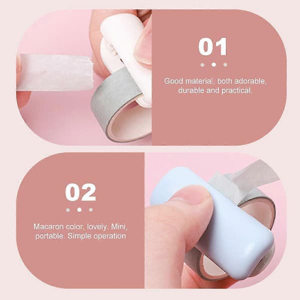 2 stk Maskeringstape Kutter Mini Rulltape Dispenser Bærbar DIY Tape Organizer