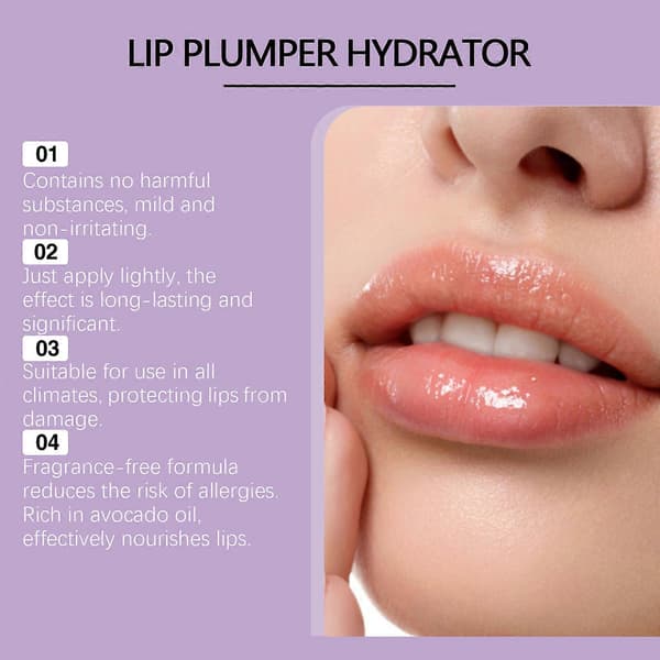 Lip Plumper + Moisturizing Lip Balm, Plump Lips, Cooling and Non-sticky Formula