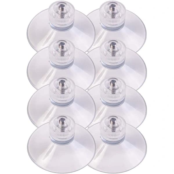 8-pack suction cups with M4 x 10 mm threaded bolt and knurled nut for signs, decor, glass surfaces 30 mm
