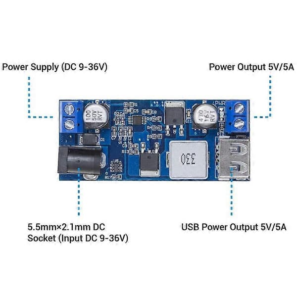 DC 6V 9V 12V 24V til DC 5V 5A Konvertermodul, 9-36V til USB 5V Transformer Dobbelt Udgangsspændingsregulator