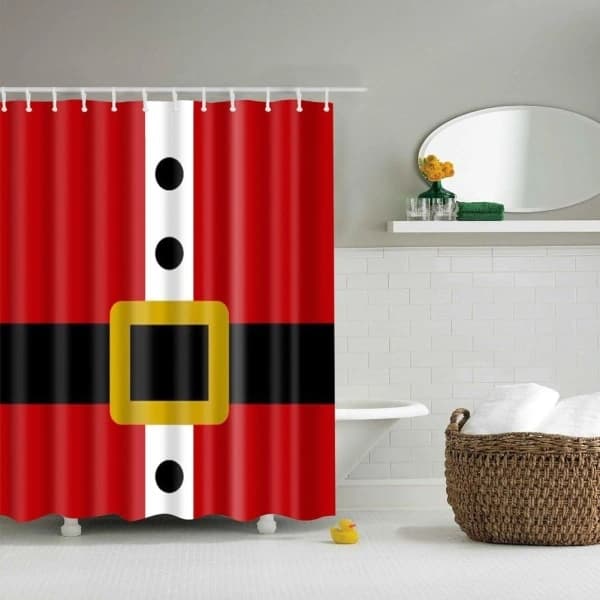 Julduschdraperi 180 * 180cm 3D-tryckt set Tyg Duschdraperi Jultomte Semesterpresent Julgran Ren Anpassad