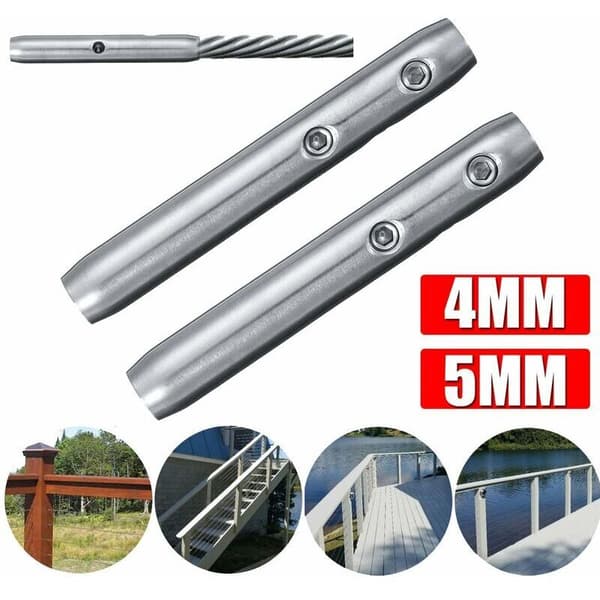 T316 Rustfrit Stål Wire Spænder Installation Til Trappegelænder med Wire 4M (4mm+5mm 2stk)